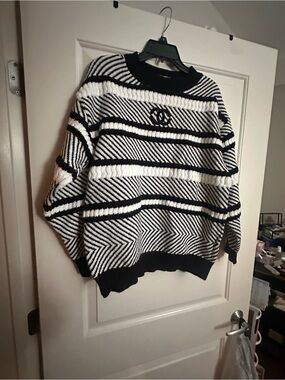 Unlisted Black & White Striped Crewneck Sweater